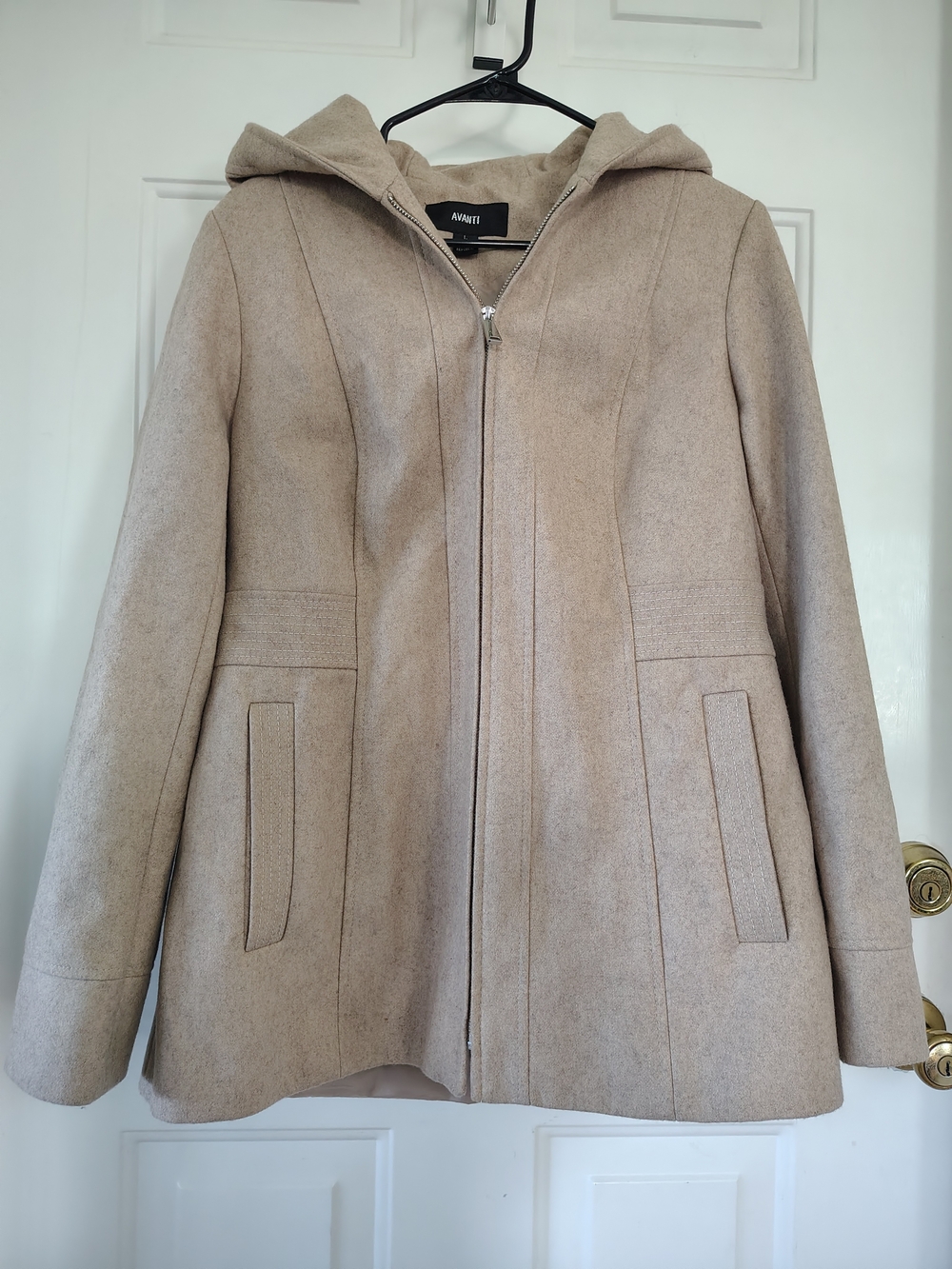 Avanti Hooded Trench Coat in Beige-Tan
